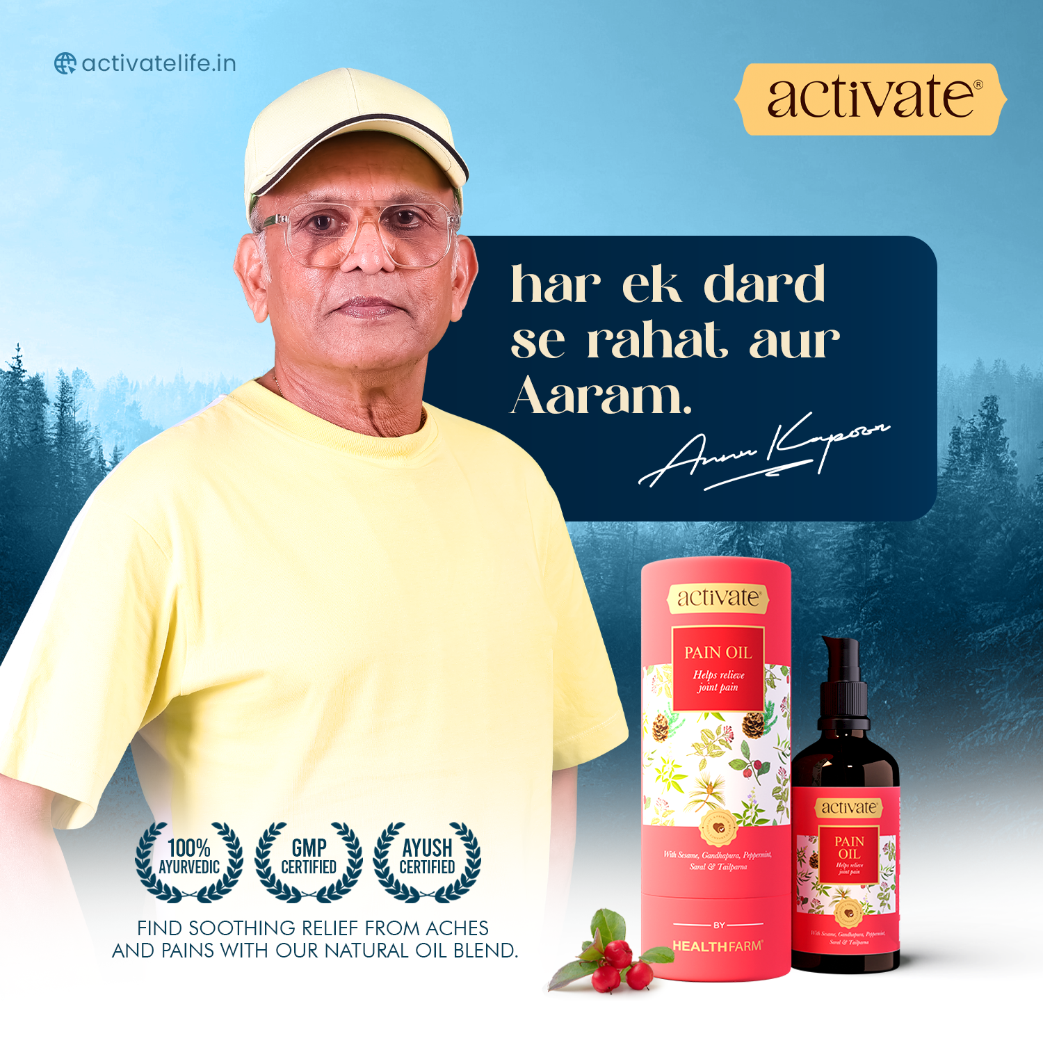 Activate Pain Oil – 100 ml – 100% Ayurvedic – Natural Soothe and Relief Oil